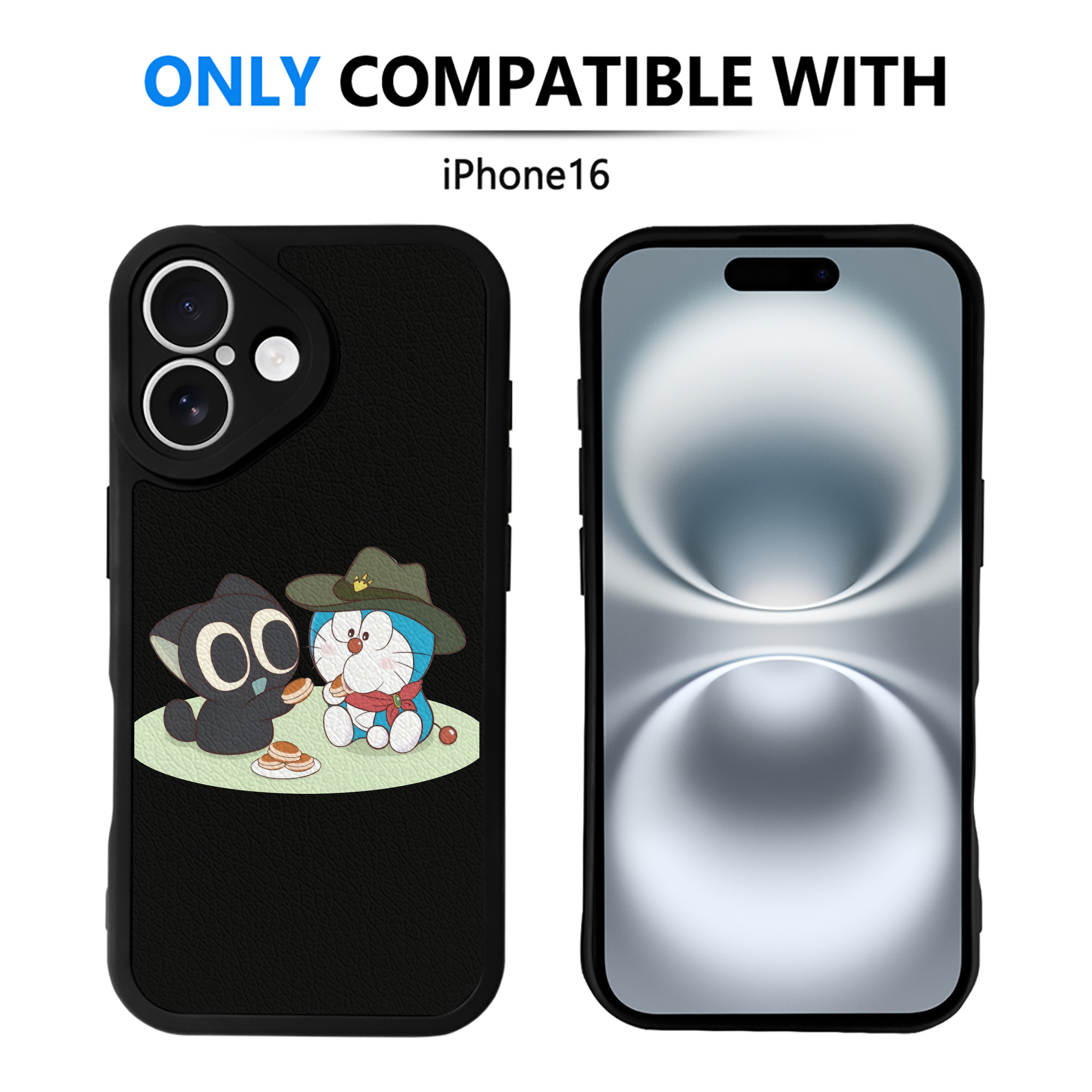 （画像用） ドラえもん Doraemon 【iPhone 16シリーズ対応】シリコンスマホケース（レザー調） 材質：シリコン